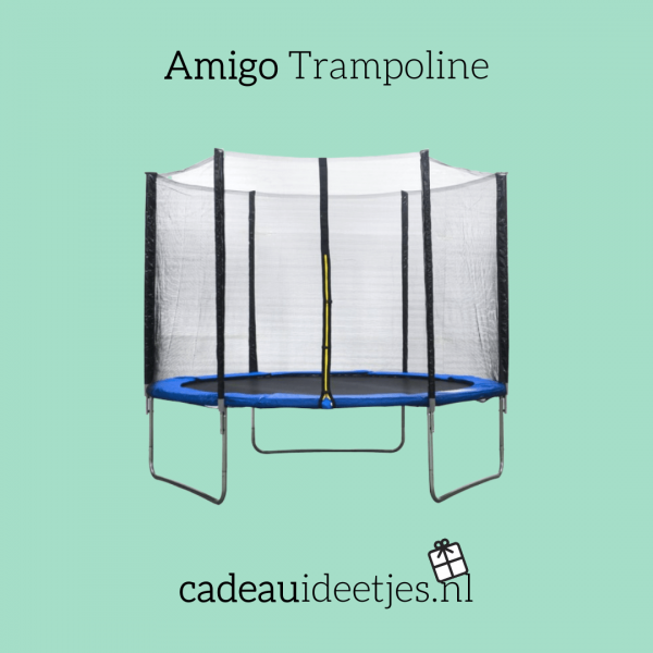 Zwarte Amigo Trampoline met blauwe rand