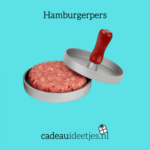 Hamburgerpers silver met rood handvat