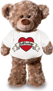 Beterschap pluche teddybeer knuffel 24 cm met wit t-shirt