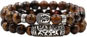 Bruine Boeddha kralen armbanden met tijgeroog