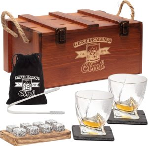 Whiskey Set, 2 Whiskey Glazen, 8 Whiskey Stones, 2 Onderzetters, Fluwelen Opbergzak, Whiskey Stenen Voor Glazen